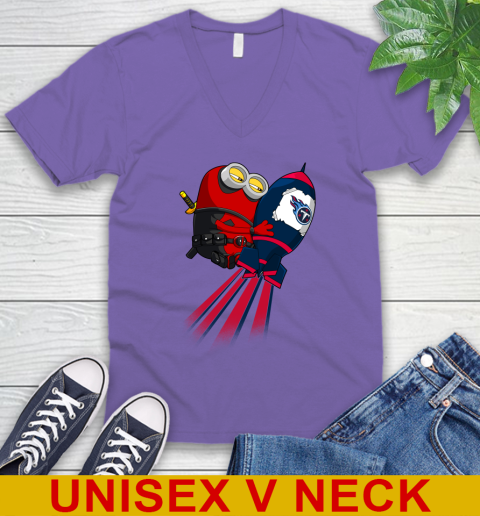 NFL Football Tennessee Titans Deadpool Minion Marvel Shirt V-Neck T-Shirt 8