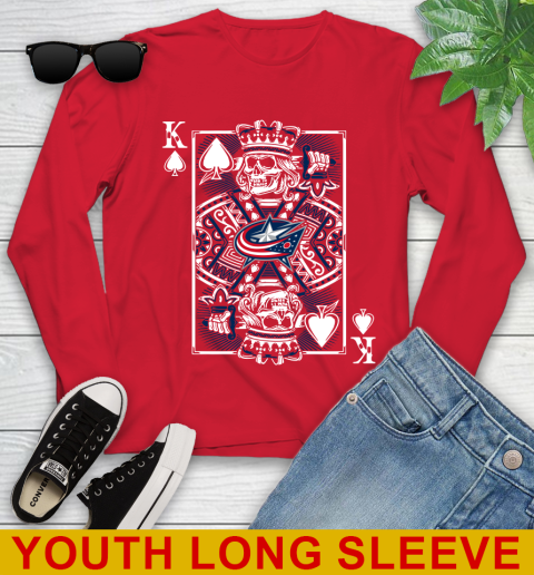 Columbus Blue Jackets NHL Hockey The King Of Spades Death Cards Shirt Youth Long Sleeve 11