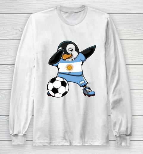 Dabbing Penguin Argentina Soccer Fans Jersey Football Lovers Long Sleeve T-Shirt