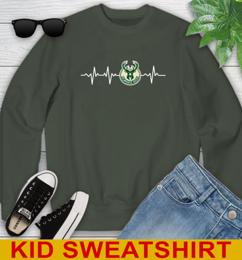 Milwaukee Bucks NBA Basketball Heart Beat Shirt Youth Sweatshirt - Image 9