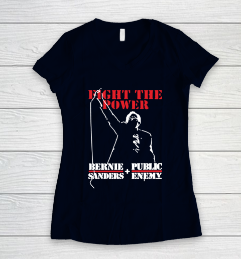 Fight The Power Bernie Sanders Public Enemy Women's V-Neck T-Shirt 2