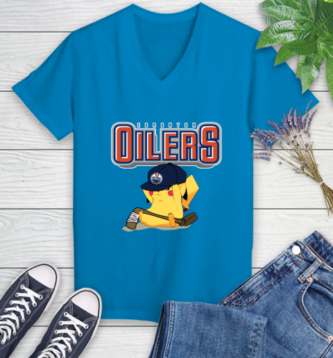 NHL Pikachu Hockey Sports Edmonton Oilers Women's V-Neck T-Shirt 8 NHL Pikachu Hockey Sports Edmonton Oilers Women's V-Neck T-Shirt - Image 8