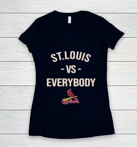 St.Louis Cardinals Vs Everybody Women's V-Neck T-Shirt 2