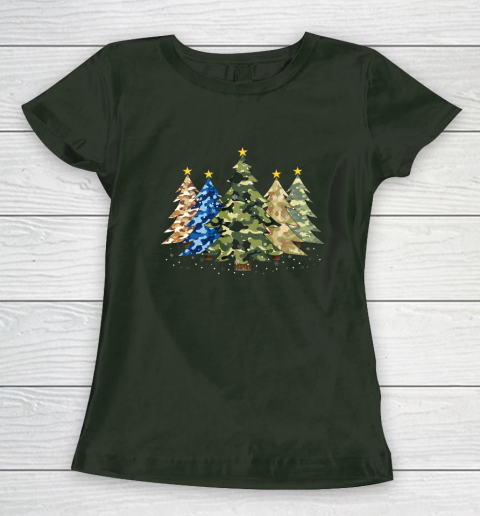 Camo Print Christmas Trees with Camouflage Print Xmas Women's T-Shirt 4