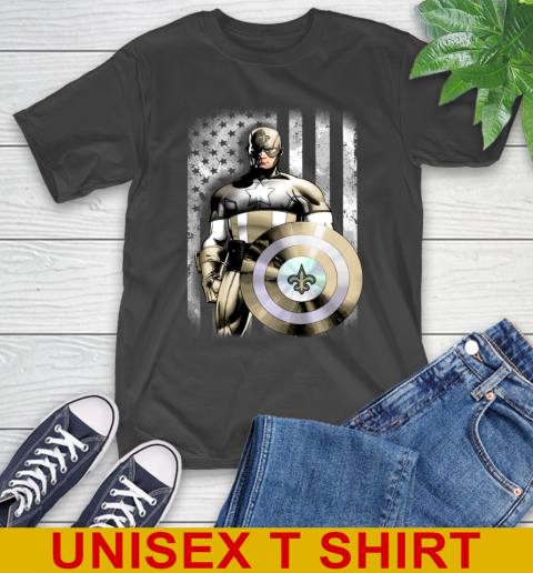 New Orleans Saints NFL Football Captain America Marvel Avengers American Flag Shirt T-Shirt