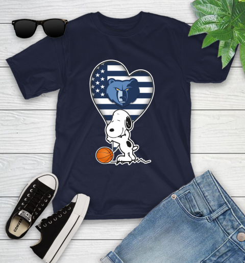 Memphis Grizzlies NBA Basketball The Peanuts Movie Adorable Snoopy Youth T-Shirt 3