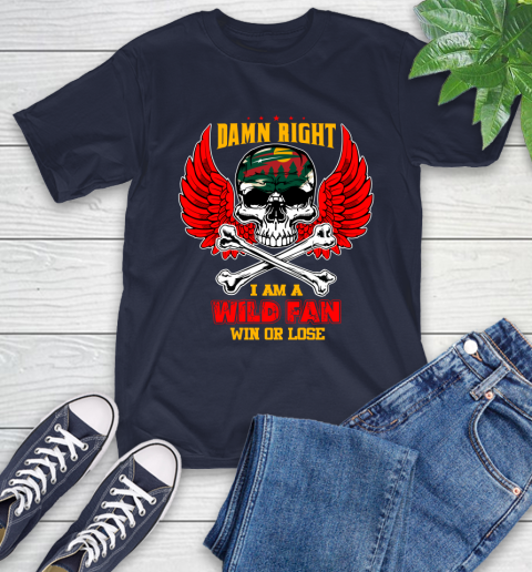 NHL Damn Right I Am A Minnesota Wild Win Or Lose Skull Hockey Sports T-Shirt 3