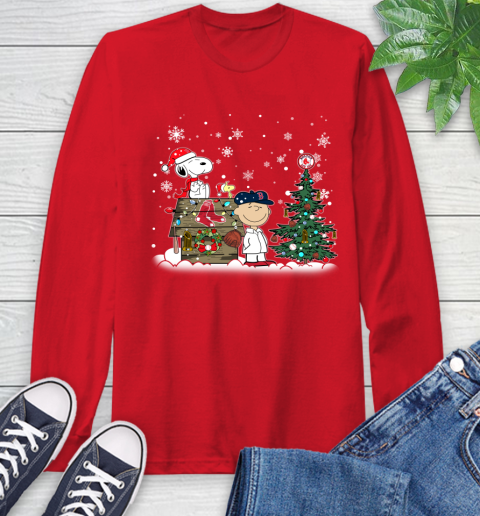 MLB Boston Red Sox Snoopy Charlie Brown Christmas Baseball Commissioner's Trophy Long Sleeve T-Shirt 11
