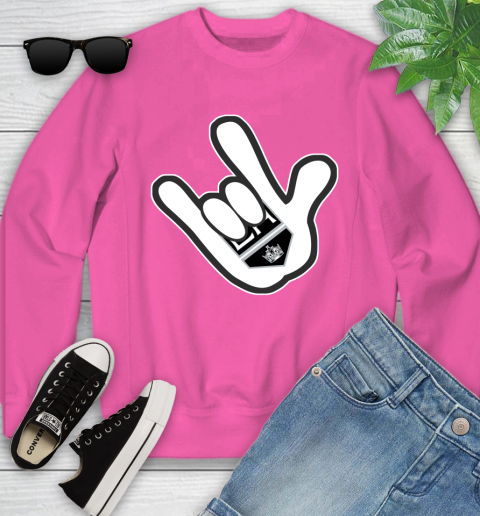 Los Angeles Kings NHL Hockey Mickey Rock Hand Disney Youth Sweatshirt 7
