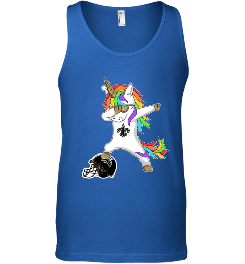 wzpd football dabbing unicorn steps on helmet new orleans saints unisex tank 17 front royal