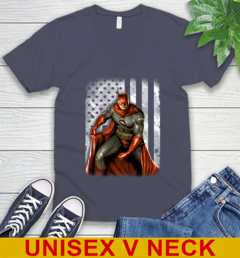 Denver Broncos NFL Football Batman DC American Flag Shirt V-Neck T-Shirt 7