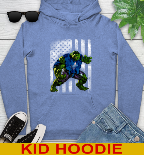 Los Angeles Dodgers Hulk Marvel Avengers MLB Baseball American Flag Youth Hoodie 12