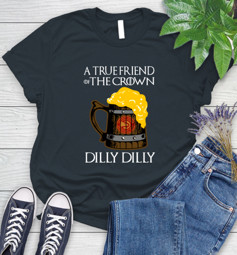 NBA Atlanta Hawks A True Friend Of The Crown Game Of Thrones Beer Dilly Dilly Basketball Women's T-Shirt 8