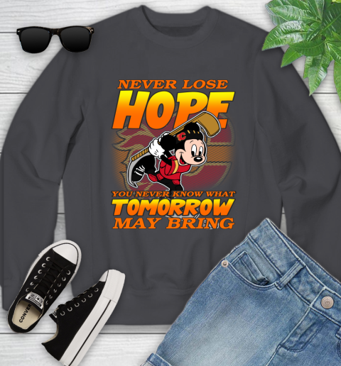 Calgary Flames NHL Hockey ootball Mickey Disney Never Lose Hope Youth Sweatshirt 5