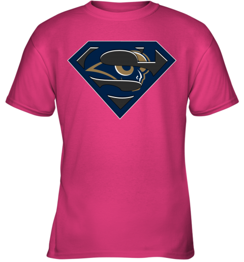 NFL Los Angeles Rams LOGO Superman pcpv nfl los angeles ramslogo superman youth t shirt 26 front heliconia