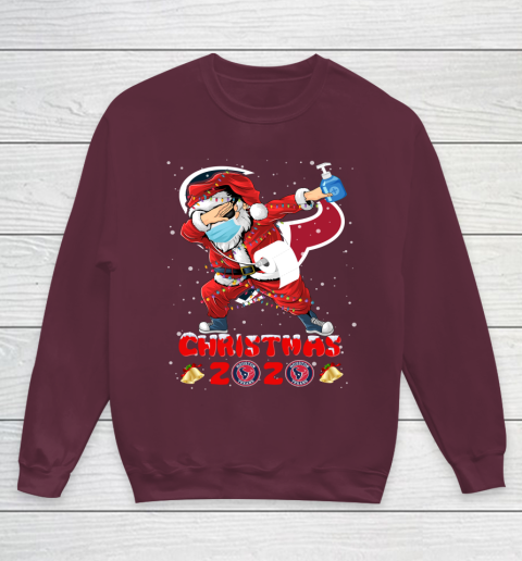 Houston Texans Funny Santa Claus Dabbing Christmas 2020 NFL Youth Sweatshirt 4