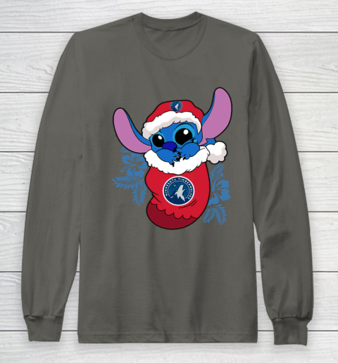 Minnesota Timberwolves Christmas Stitch In The Sock Funny Disney NBA Long Sleeve T-Shirt 8
