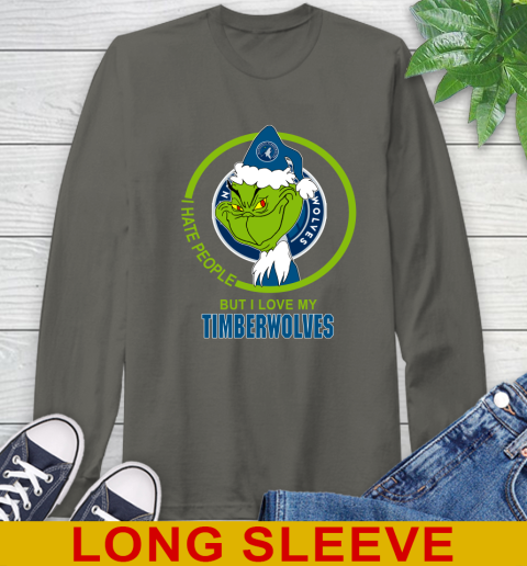 Minnesota Timberwolves NBA Christmas Grinch I Hate People But I Love My Favorite Basketball Team Long Sleeve T-Shirt 8