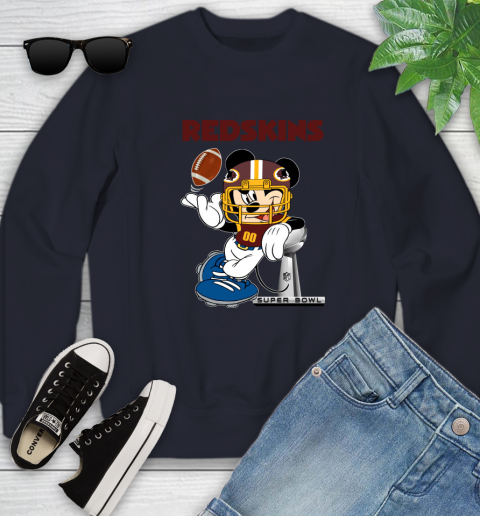 NFL Washington Redskins Mickey Mouse Disney Super Bowl Football T Shirt Youth Sweatshirt 3