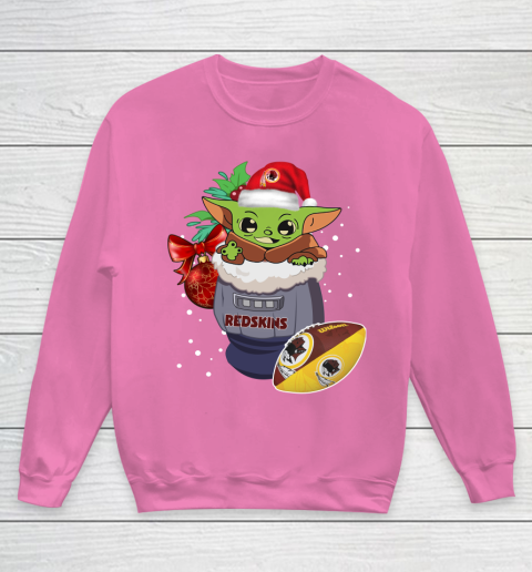 Washington Redskins Christmas Baby Yoda Star Wars Funny Happy NFL Youth Sweatshirt 7
