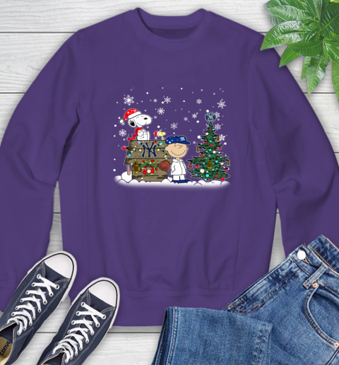 MLB New York Yankees Snoopy Charlie Brown Christmas Baseball Commissioner's Trophy Sweatshirt 4