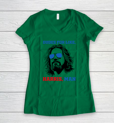 Dudes For Like Harris, Man White Dude For Kamala Harris 2024 Women's V-Neck T-Shirt 3