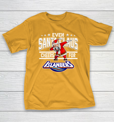 New York Islanders Even Santa Claus Cheers For Christmas NHL T-Shirt 2