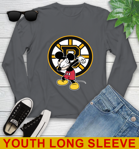 Boston Bruins NHL Hockey Dabbing Mickey Disney Sports Youth Long Sleeve 9
