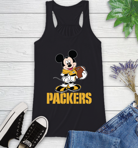 NFL Football Green Bay Packers Cheerful Mickey Mouse Shirt Racerback Tank