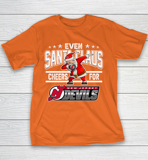 New Jersey Devils Even Santa Claus Cheers For Christmas NHL Youth T-Shirt 4