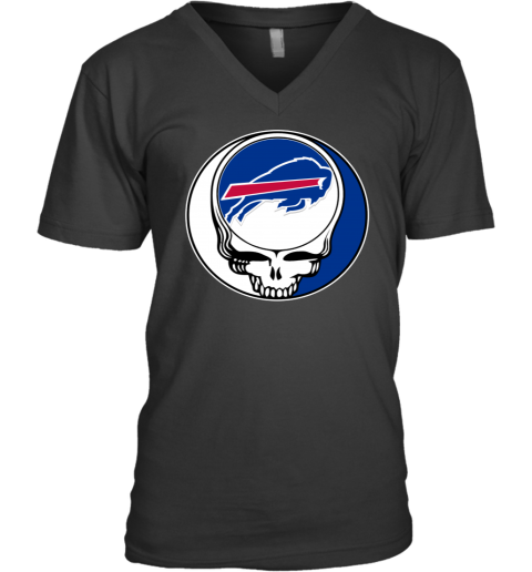 Buffalo Bills Skull V-Neck T-Shirt