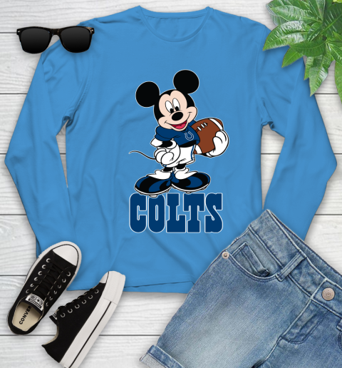 NFL Football Indianapolis Colts Cheerful Mickey Mouse Shirt Youth Long Sleeve 7