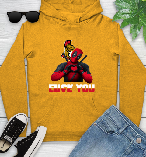 NHL Ottawa Senators Deadpool Love You Fuck You Hockey Sports Youth Hoodie 2