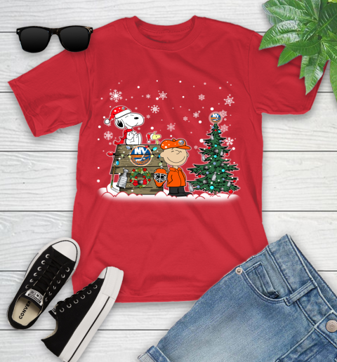 NHL New York Islanders Snoopy Charlie Brown Woodstock Christmas Stanley Cup Hockey Youth T-Shirt 13