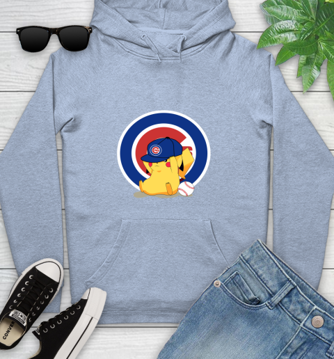 MLB Pikachu Baseball Sports Chicago Cubs Youth Hoodie 10