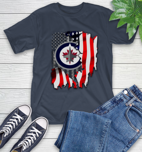 Winnipeg Jets NHL Hockey American Flag T-Shirt 3