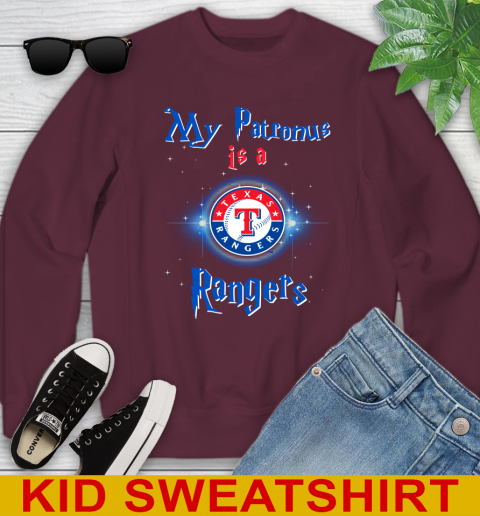 MLB Baseball Harry Potter My Patronus Is A Texas Rangers Youth Sweatshirt 4