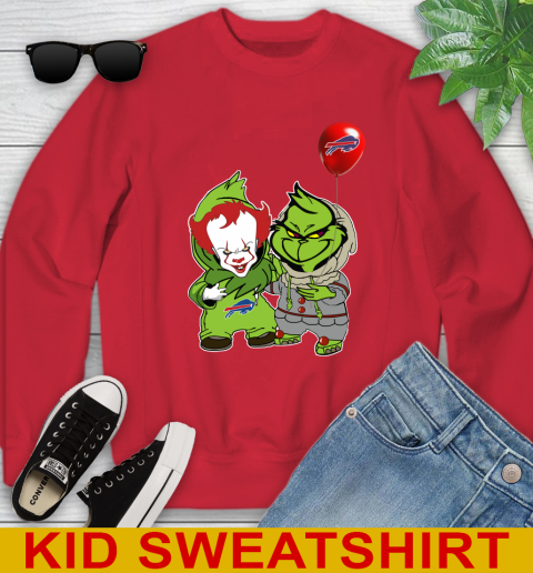 Buffalo Bills Baby Pennywise Grinch Christmas NFL Football Youth Sweatshirt 8