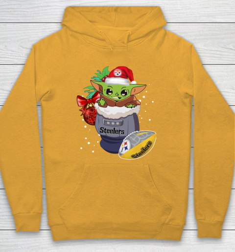 Pittsburgh Steelers Christmas Baby Yoda Star Wars Funny Happy NFL Hoodie 3
