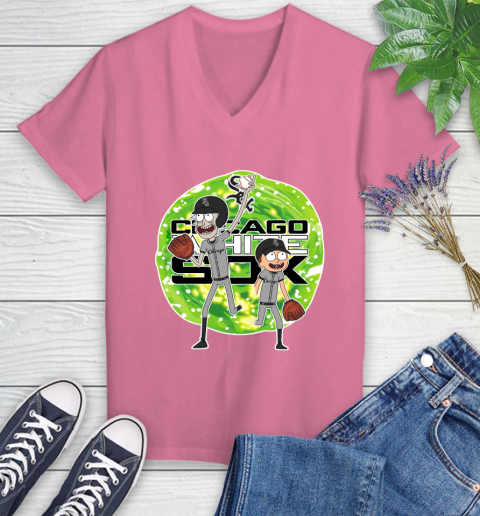 MLB Chicago White Sox Rick And Morty Baseball Sports Women's V-Neck T-Shirt 13