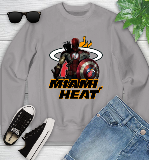 Miami Heat NBA Basketball Captain America Thor Spider Man Hawkeye Avengers Youth Sweatshirt 4