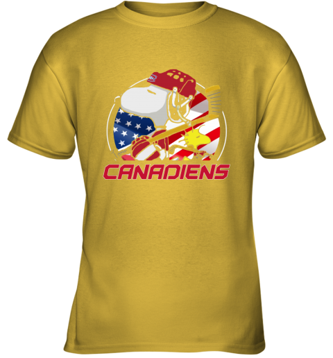 blvw montreal canadienssnoopy and woodstock nhl youth t shirt 26 front daisy