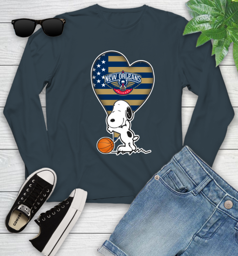 New Orleans Pelicans NBA Basketball The Peanuts Movie Adorable Snoopy Youth Long Sleeve 8