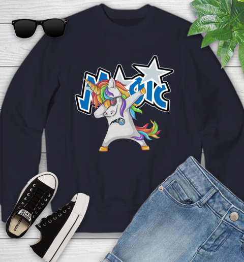 Orlando Magic NBA Basketball Funny Unicorn Dabbing Sports Youth Sweatshirt 3