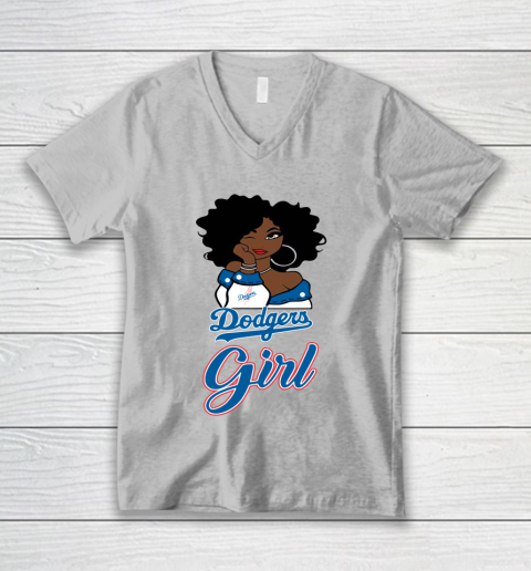 Los Angeles Dodgerss Girl MLB V-Neck T-Shirt 4
