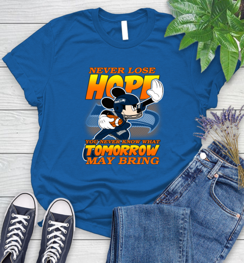 Seattle Seahawks NFL Football Mickey Disney Never Lose Hope Women's T-Shirt 12
