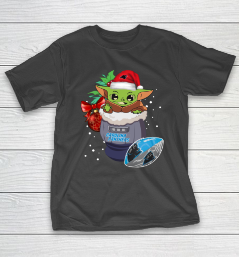 Carolina Panthers Christmas Baby Yoda Star Wars Funny Happy NFL T-Shirt 2