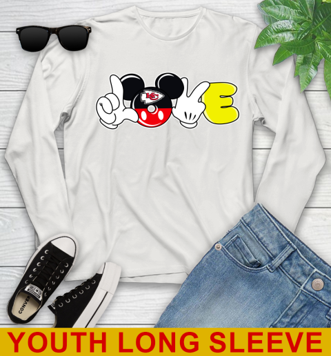 Kansas City Chiefs NFL Football Love Mickey Disney Sports Youth Long Sleeve 12