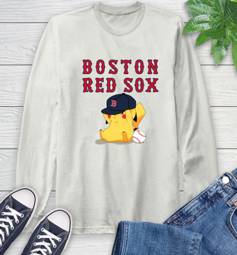 MLB Pikachu Baseball Sports Boston Red Sox Long Sleeve T-Shirt 12