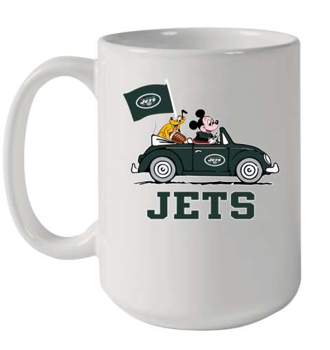 NFL Football New York Jets Pluto Mickey Driving Disney Shirt Ceramic Mug 15oz